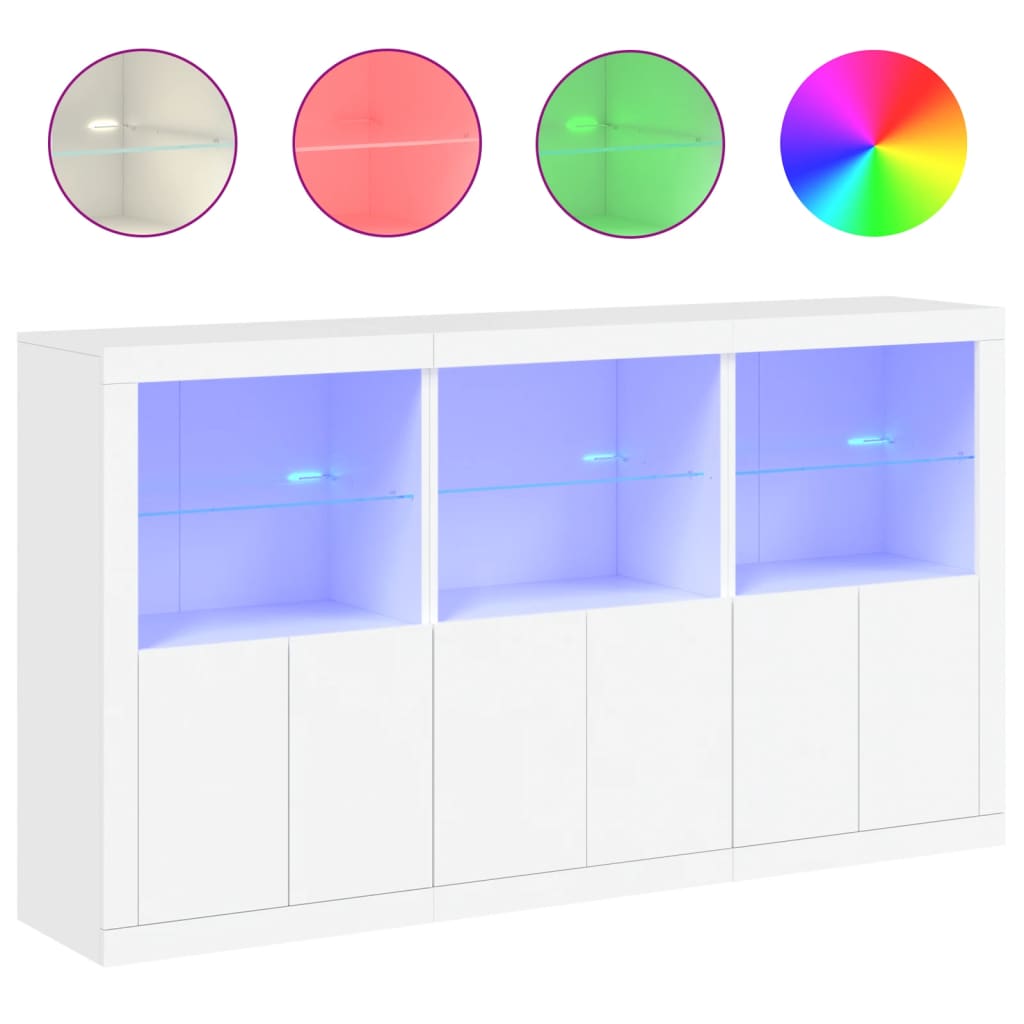 Komoda s LED svjetlima bijela 181,5x37x100 cm