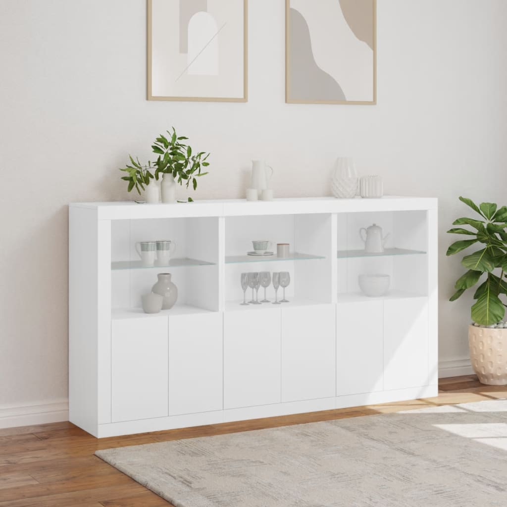 Komoda s LED svjetlima bijela 181,5x37x100 cm