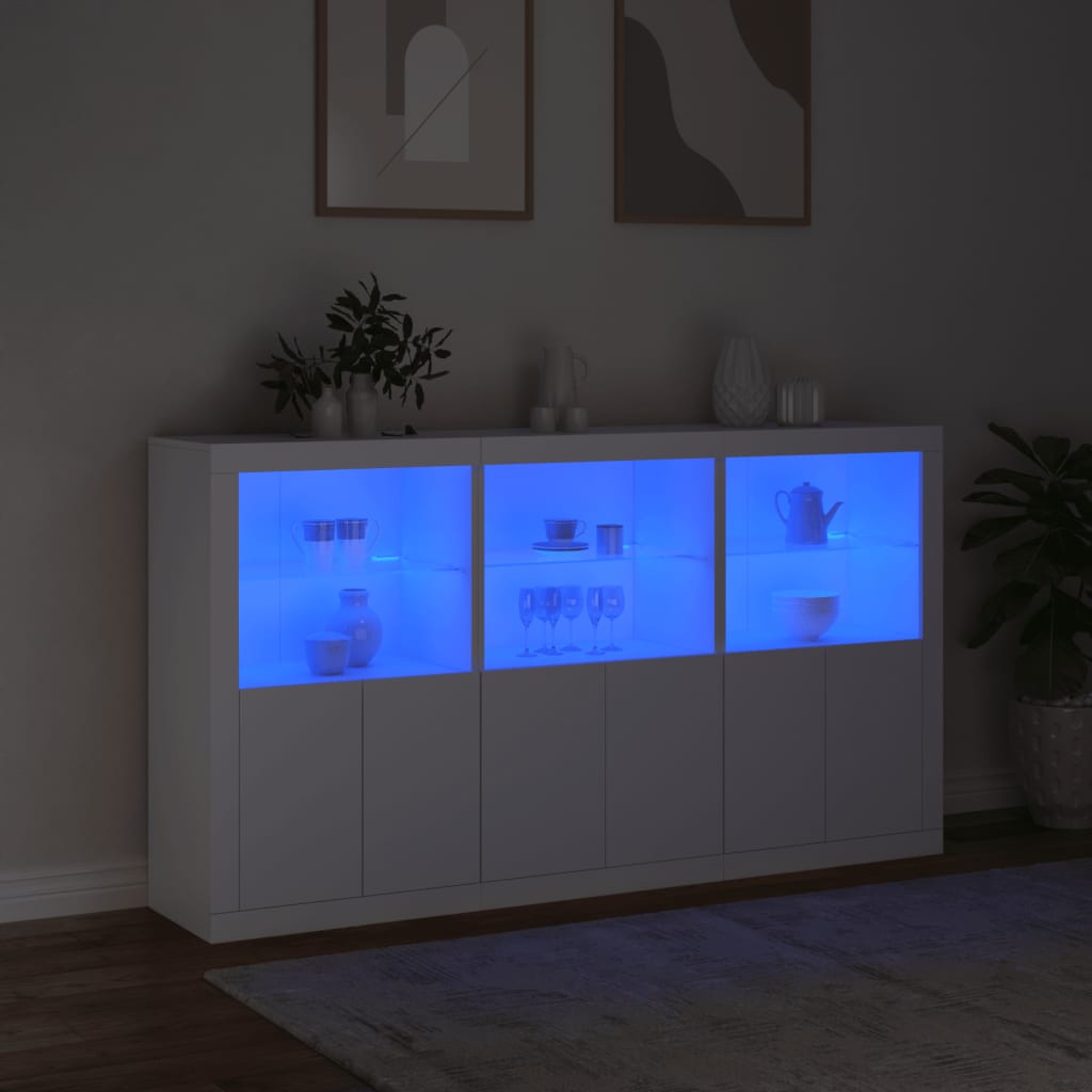 Komoda s LED svjetlima bijela 181,5x37x100 cm