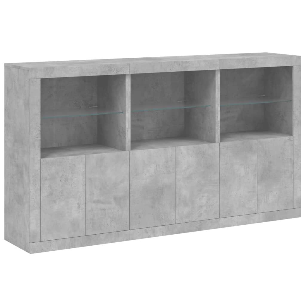 Komoda s LED svjetlima siva boja betona 181,5x37x100 cm