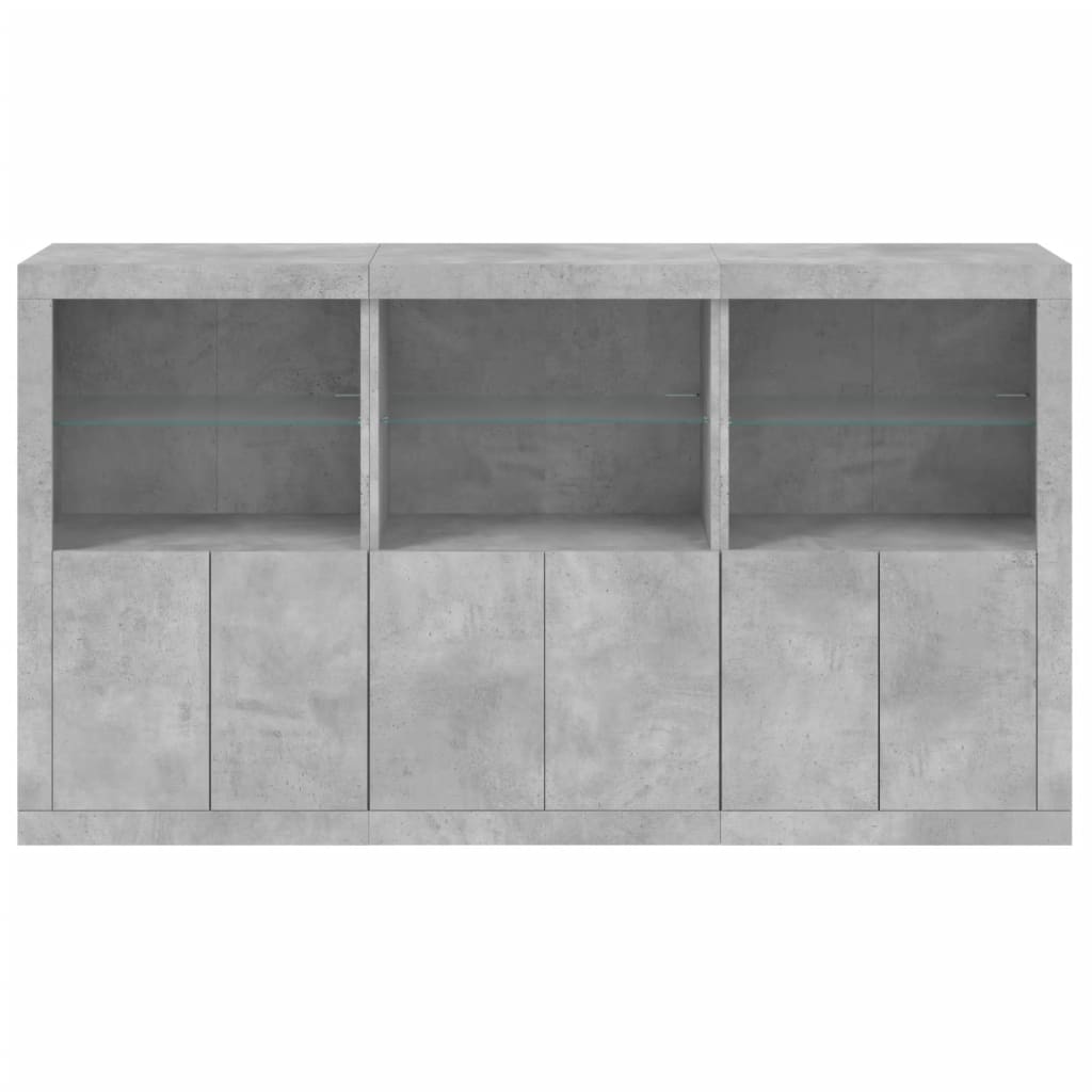 Komoda s LED svjetlima siva boja betona 181,5x37x100 cm