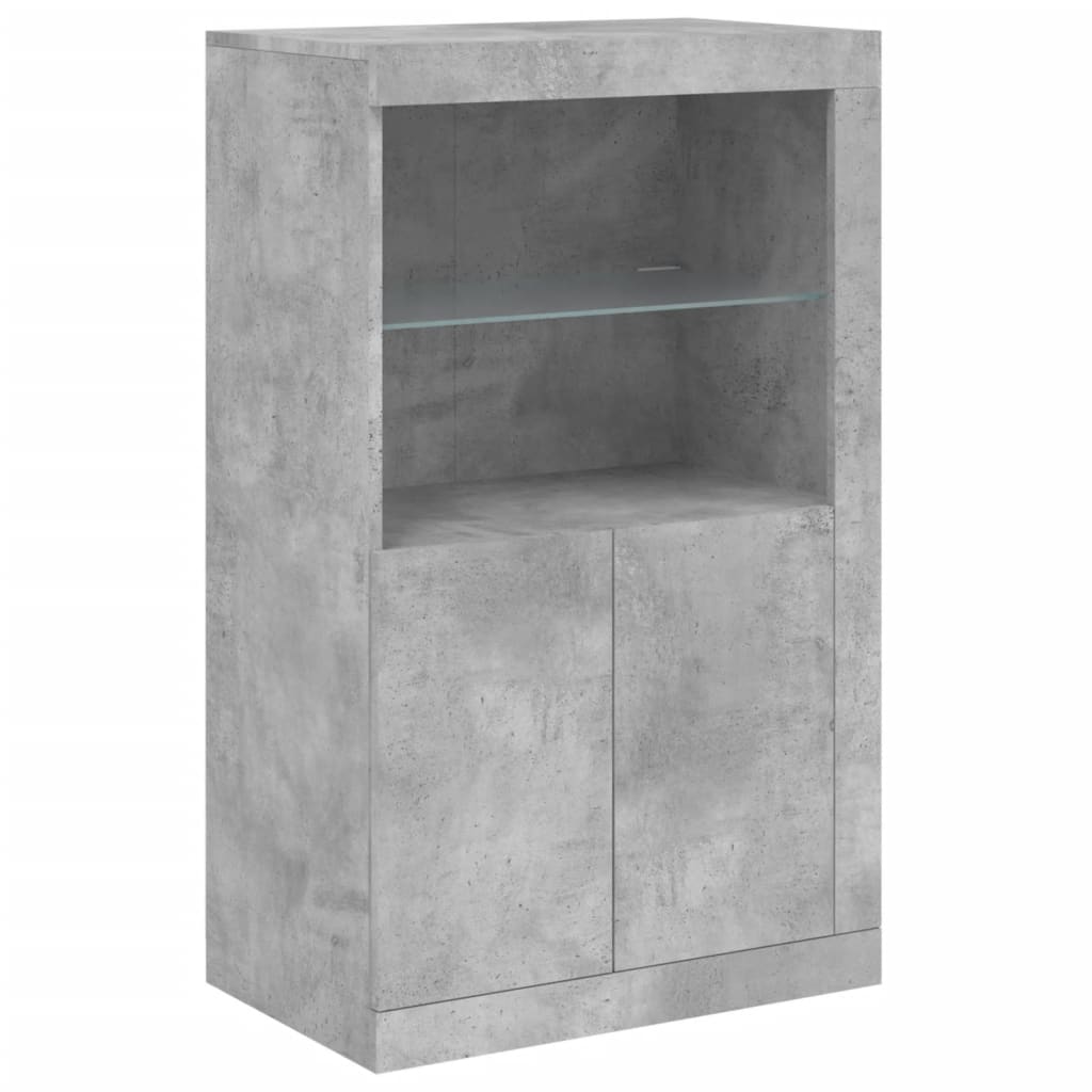 Komoda s LED svjetlima siva boja betona 181,5x37x100 cm
