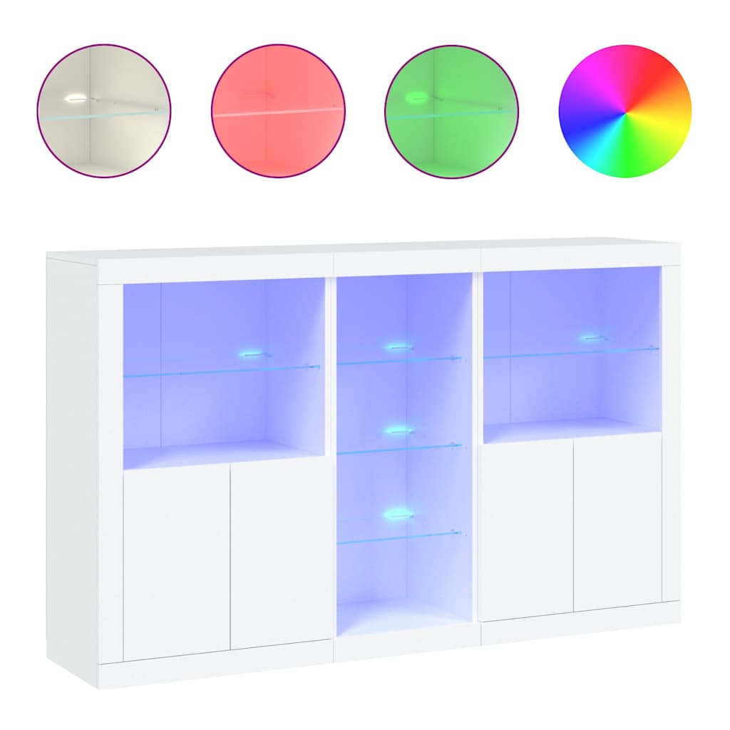 Komoda s LED svjetlima bijela 162 x 37 x 100 cm