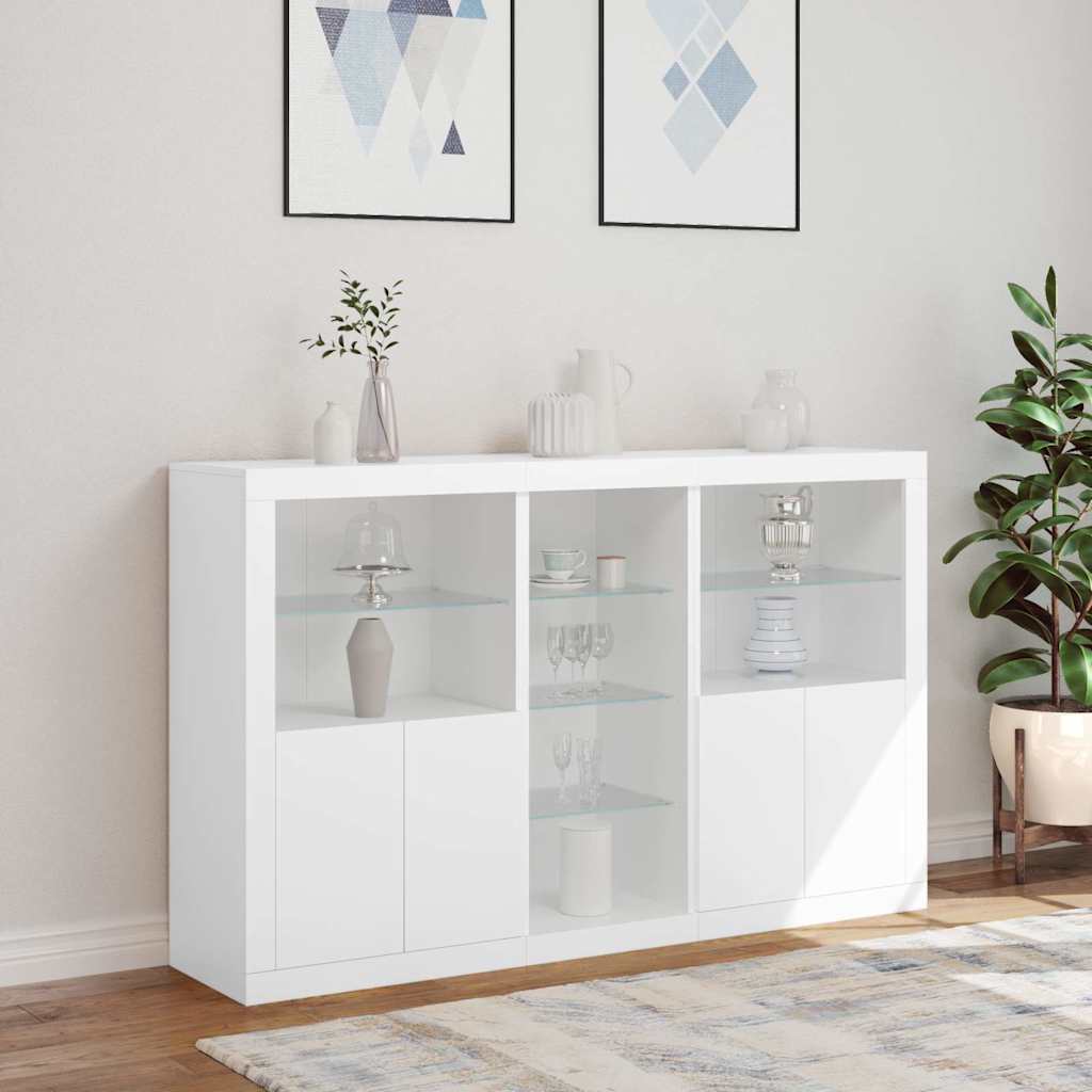 Komoda s LED svjetlima bijela 162 x 37 x 100 cm