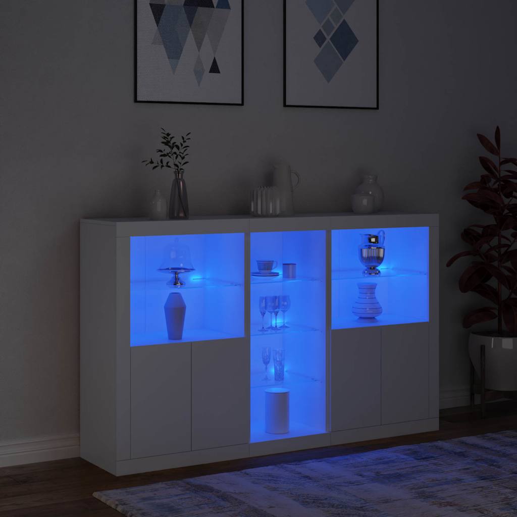 Komoda s LED svjetlima bijela 162 x 37 x 100 cm