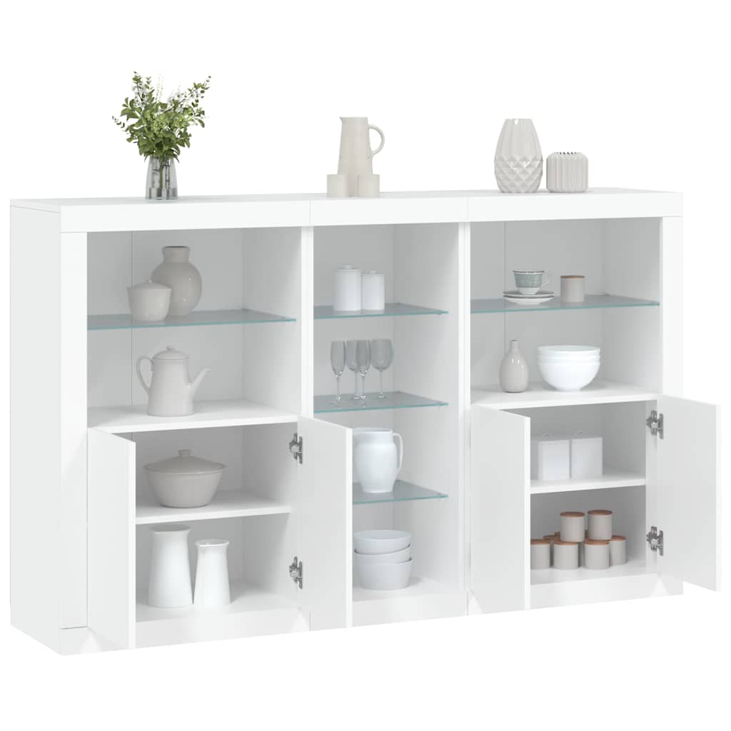 Komoda s LED svjetlima bijela 162 x 37 x 100 cm