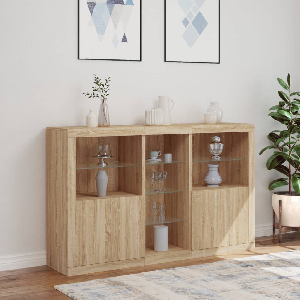 Komoda s LED svjetlima boja hrasta sonome 162 x 37 x 100 cm