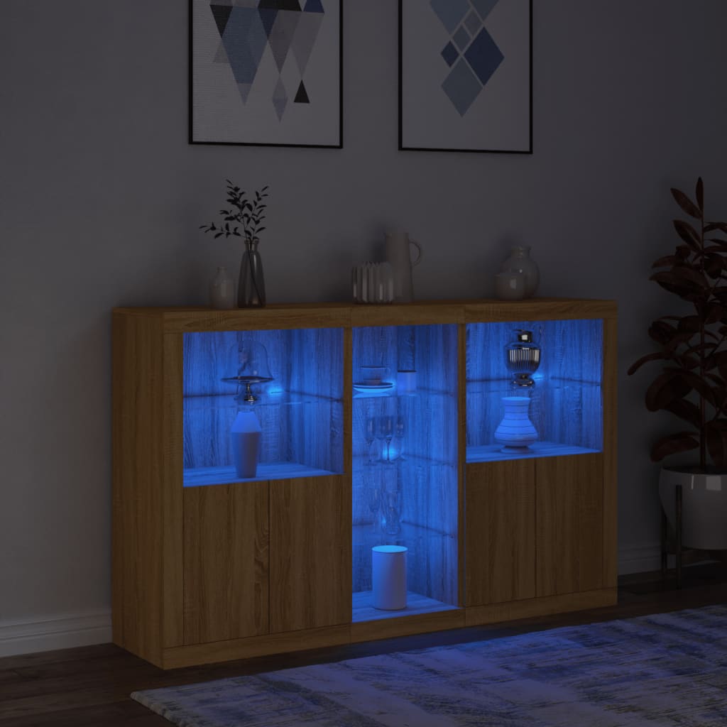 Komoda s LED svjetlima boja hrasta sonome 162 x 37 x 100 cm