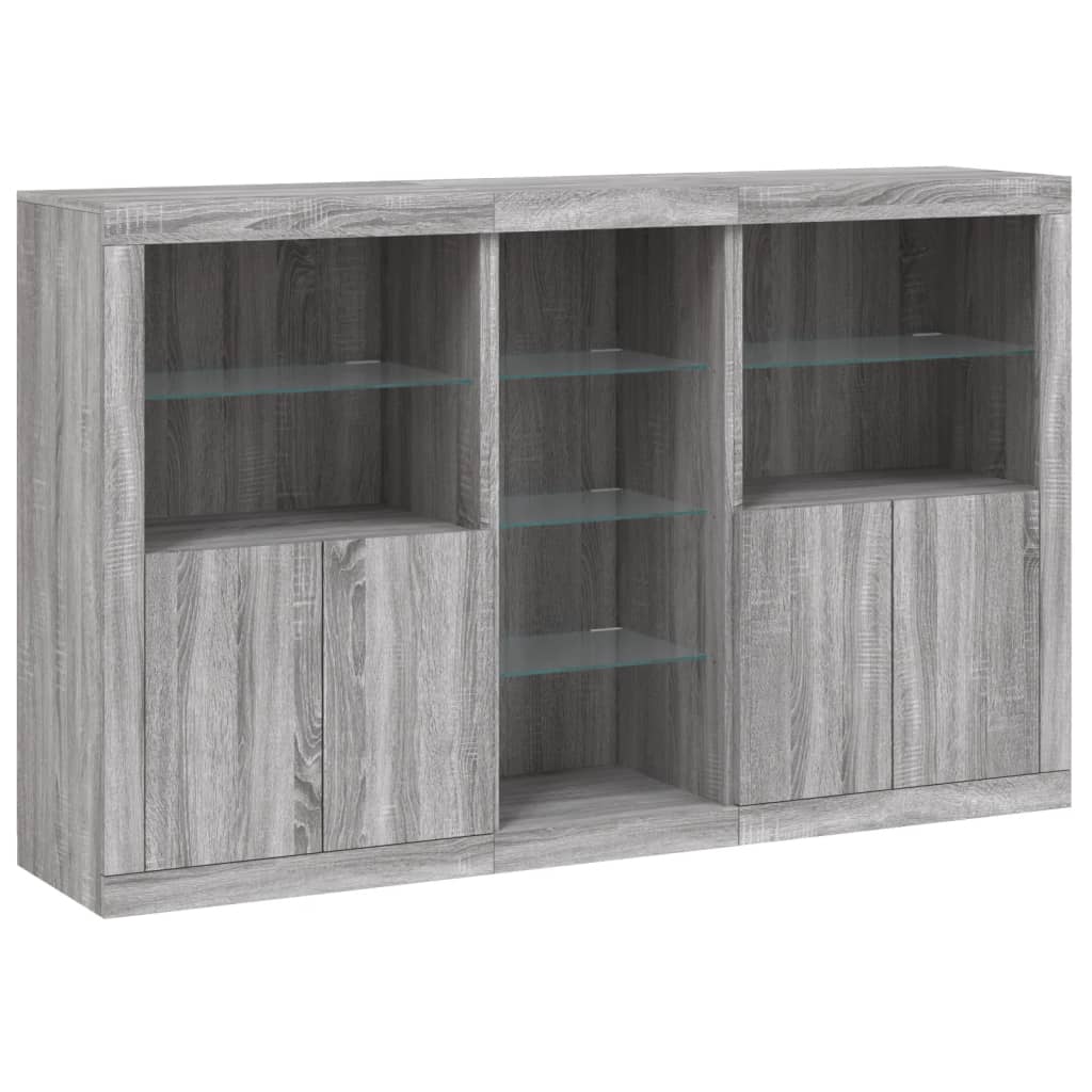 Komoda s LED svjetlima boja sivog hrasta 162x37x100 cm