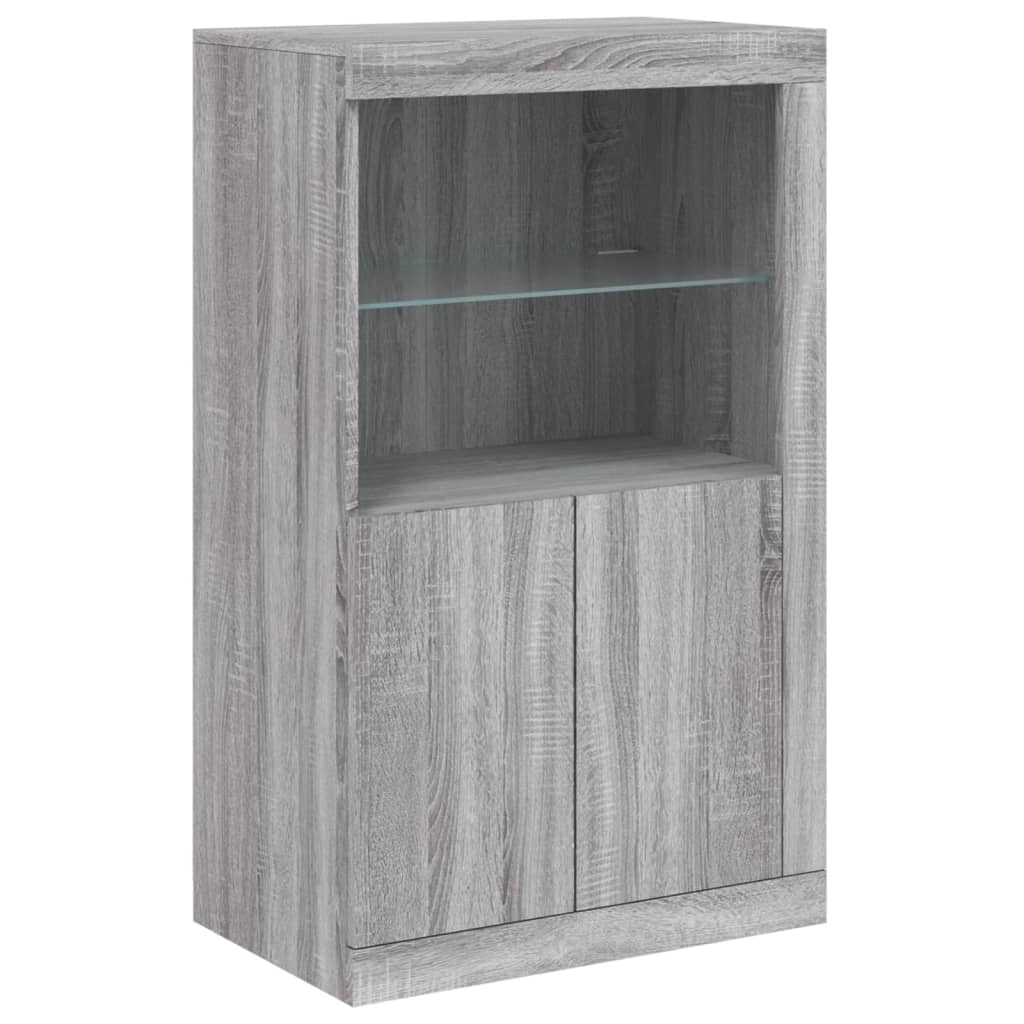 Komoda s LED svjetlima boja sivog hrasta 162x37x100 cm
