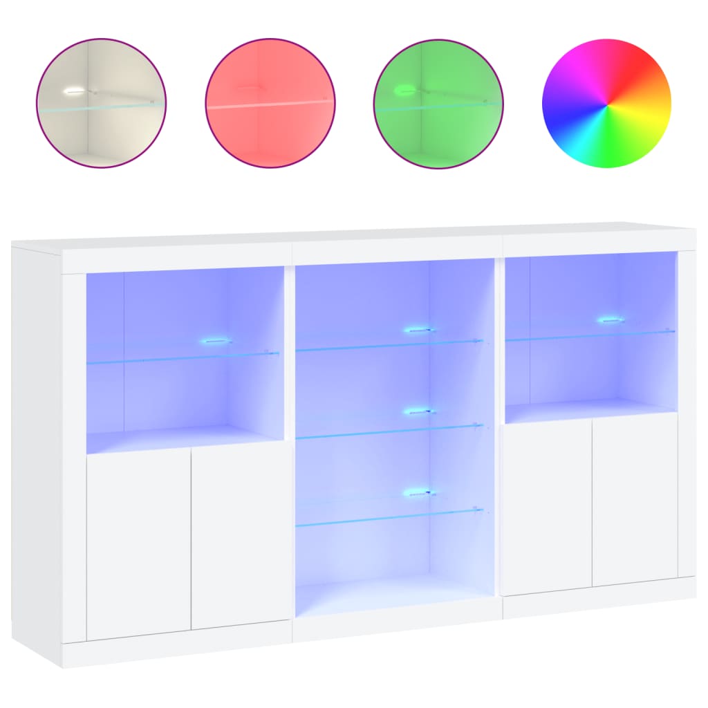 Komoda s LED svjetlima bijela 181,5x37x100 cm