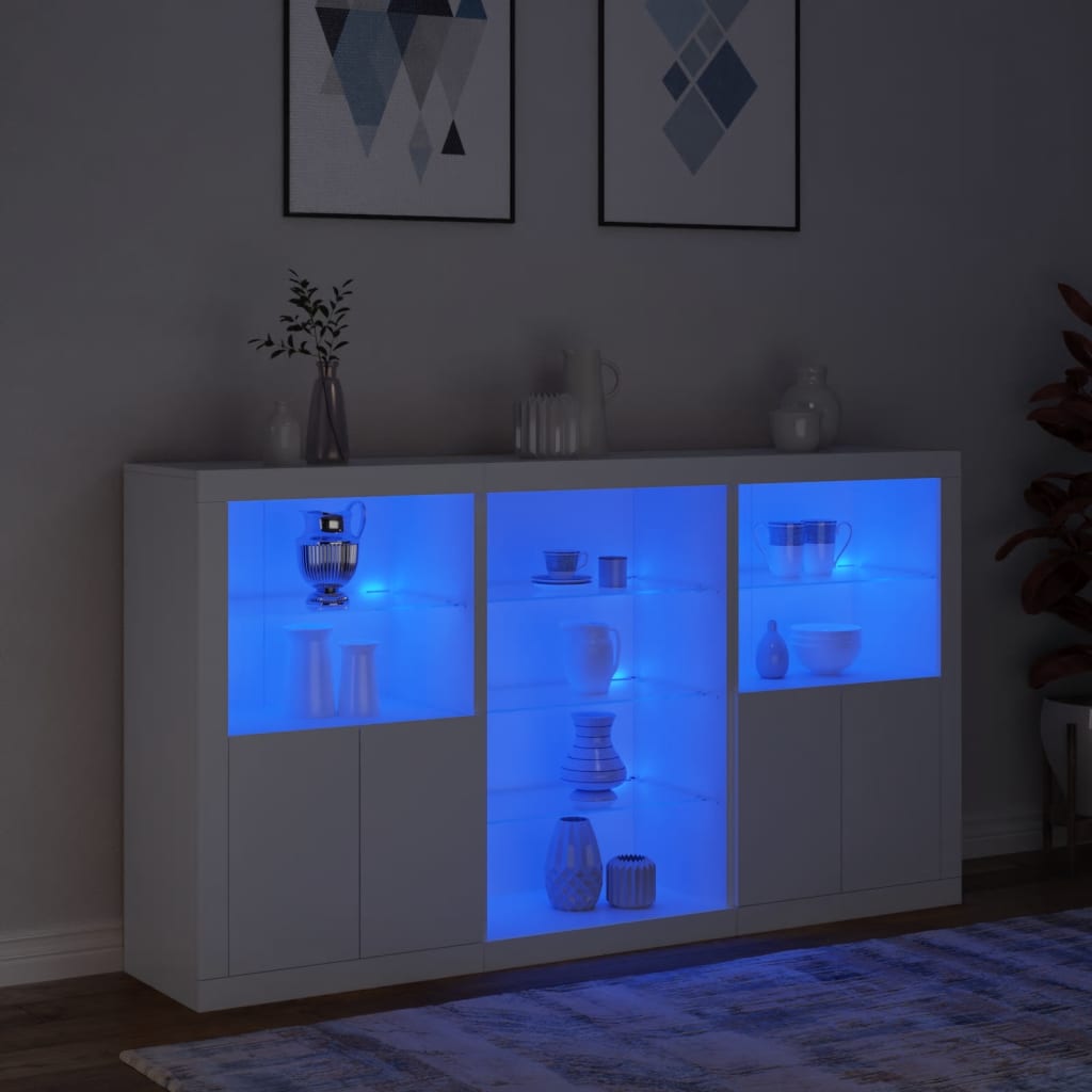 Komoda s LED svjetlima bijela 181,5x37x100 cm