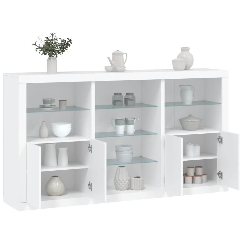 Komoda s LED svjetlima bijela 181,5x37x100 cm