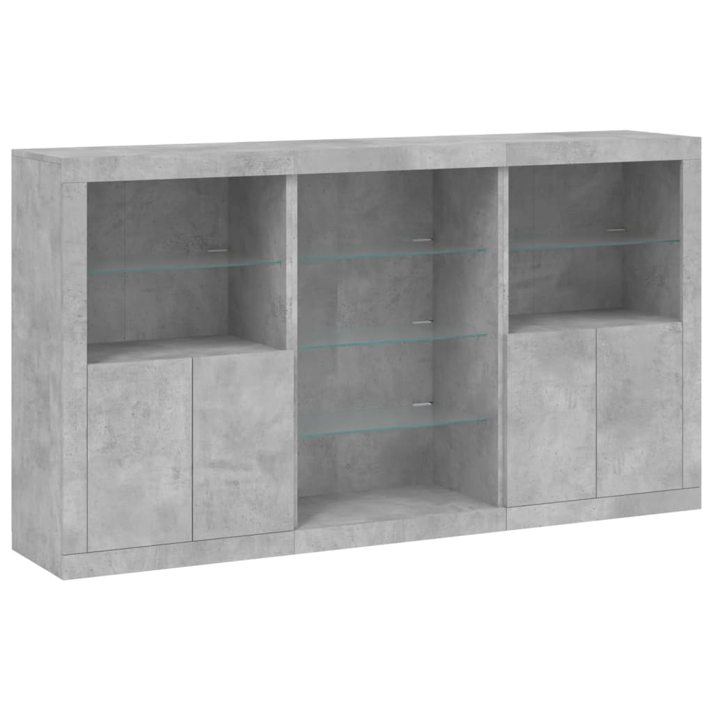 Komoda s LED svjetlima siva boja betona 181,5x37x100 cm