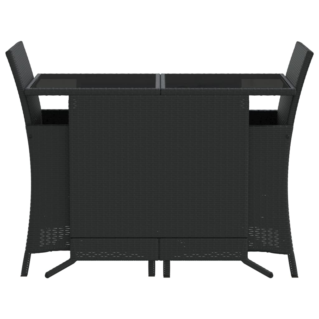 3-dijelni bistro set s jastucima crni od poliratana
