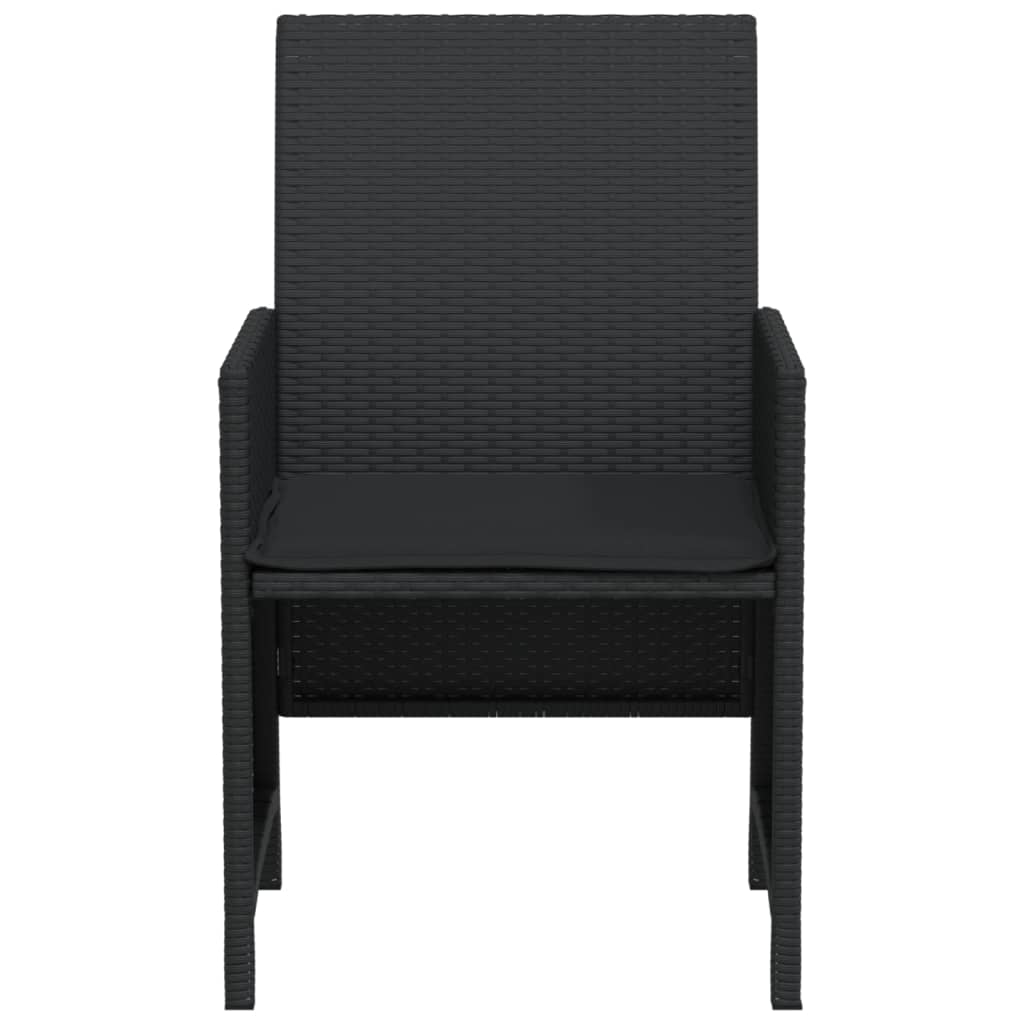 3-dijelni bistro set s jastucima crni od poliratana