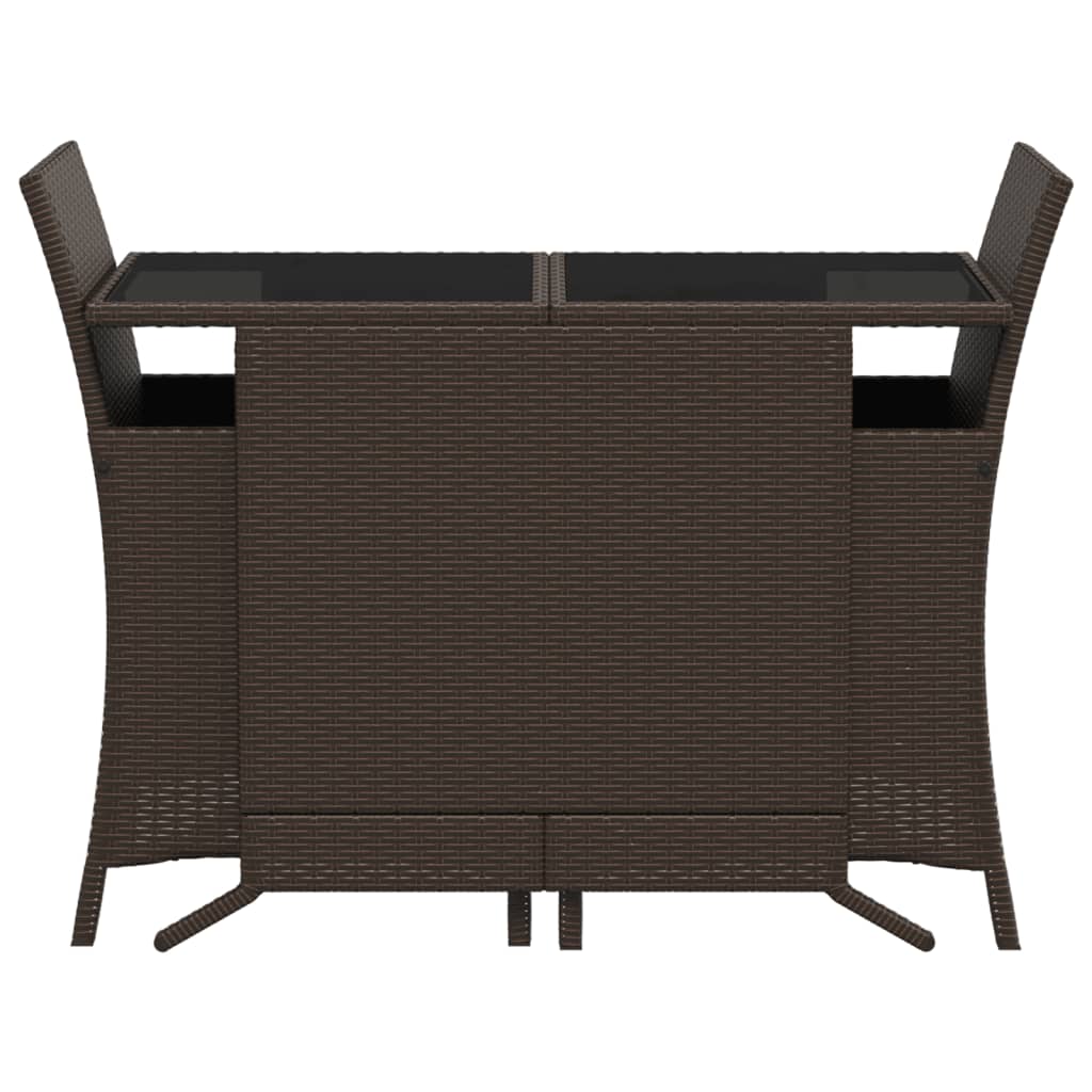 3-dijelni bistro set s jastucima smeđi od poliratana