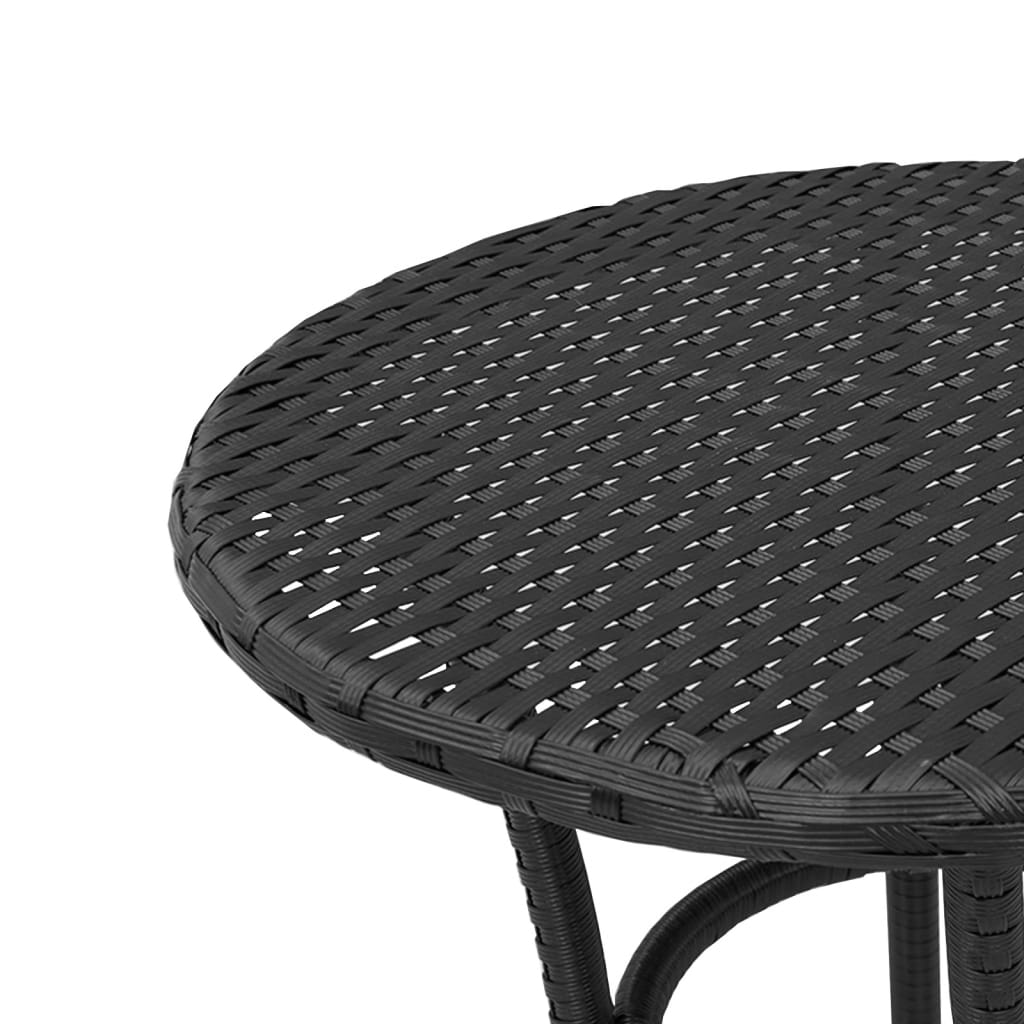 3-dijelni bistro set s jastucima crni od poliratana