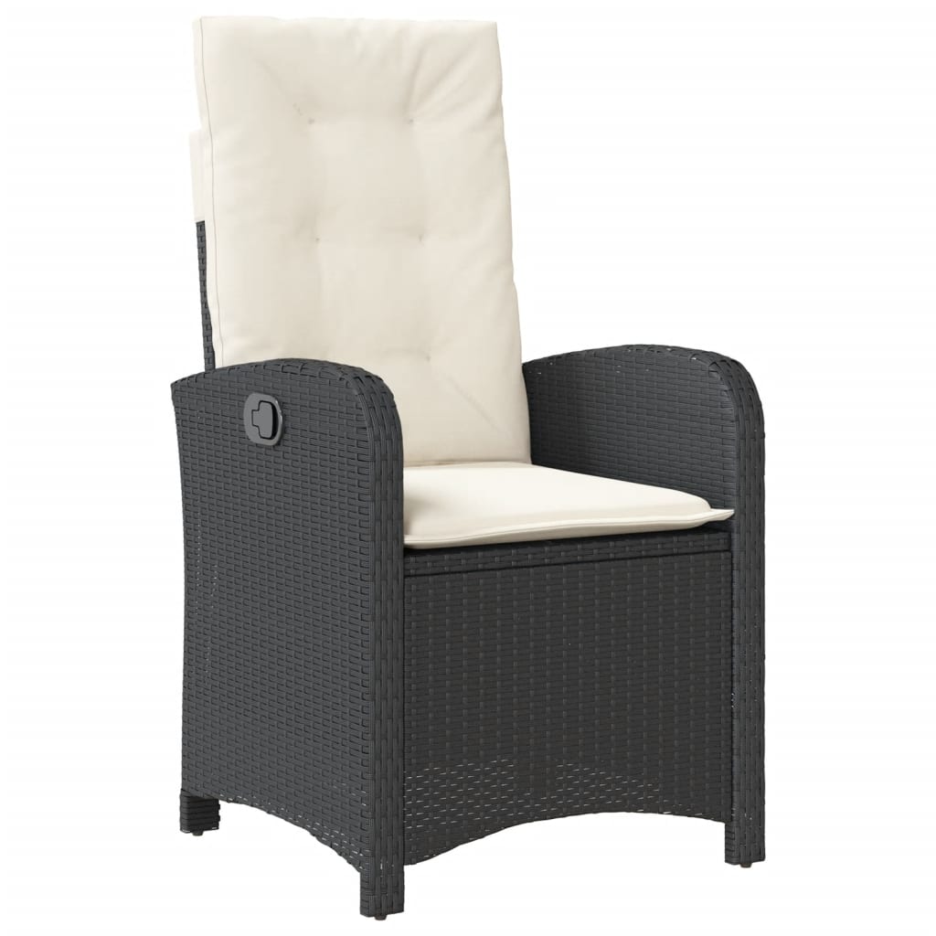 3-dijelni bistro set s jastucima crni od poliratana