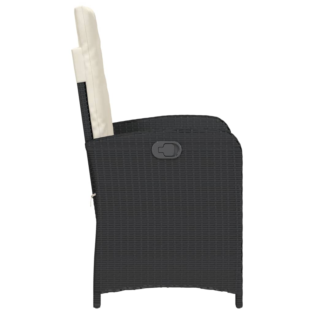 3-dijelni bistro set s jastucima crni od poliratana