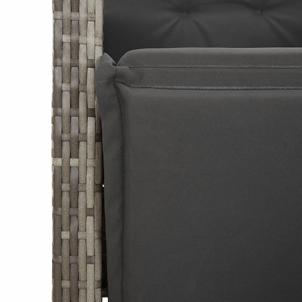 3-dijelni bistro set od poliratana s jastucima sivi