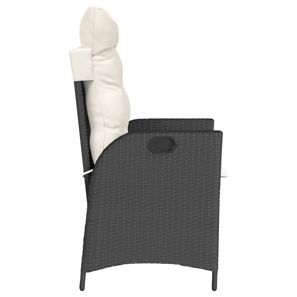 3-dijelni bistro set s jastucima crni od poliratana