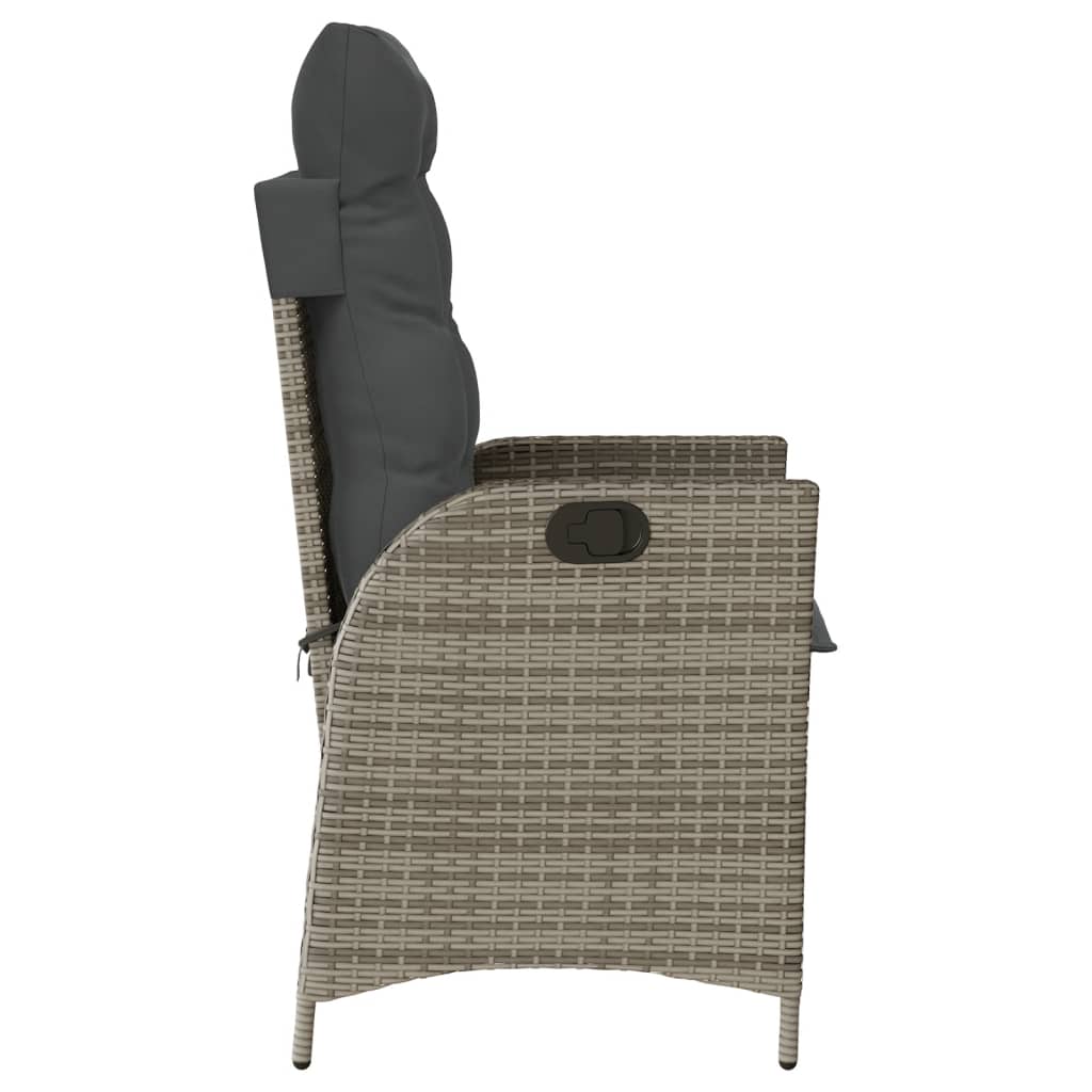 3-dijelni bistro set od poliratana s jastucima sivi