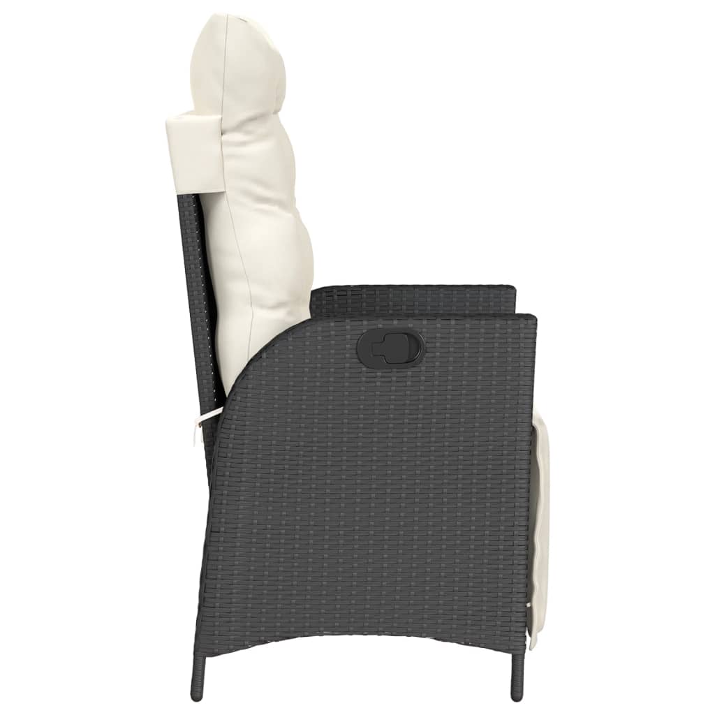 3-dijelni bistro set s jastucima crni od poliratana