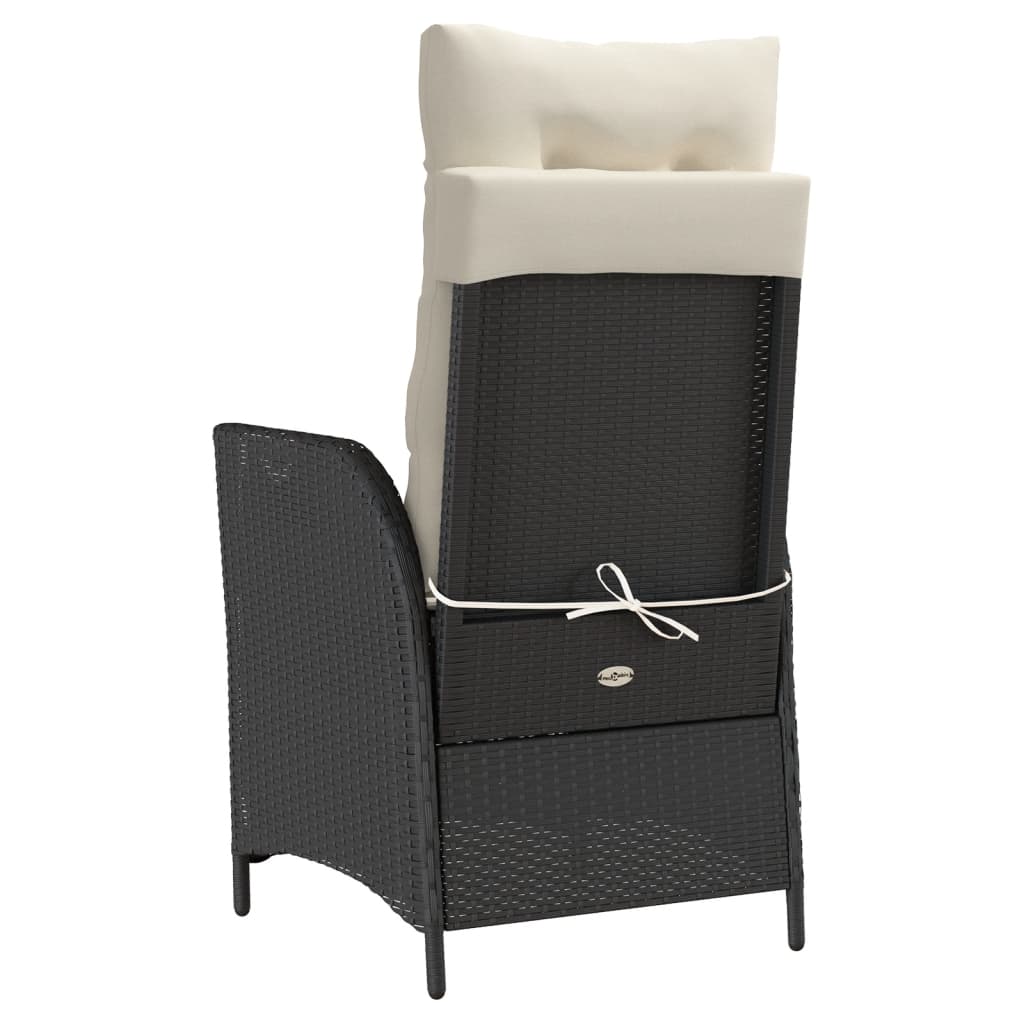 3-dijelni bistro set s jastucima crni od poliratana