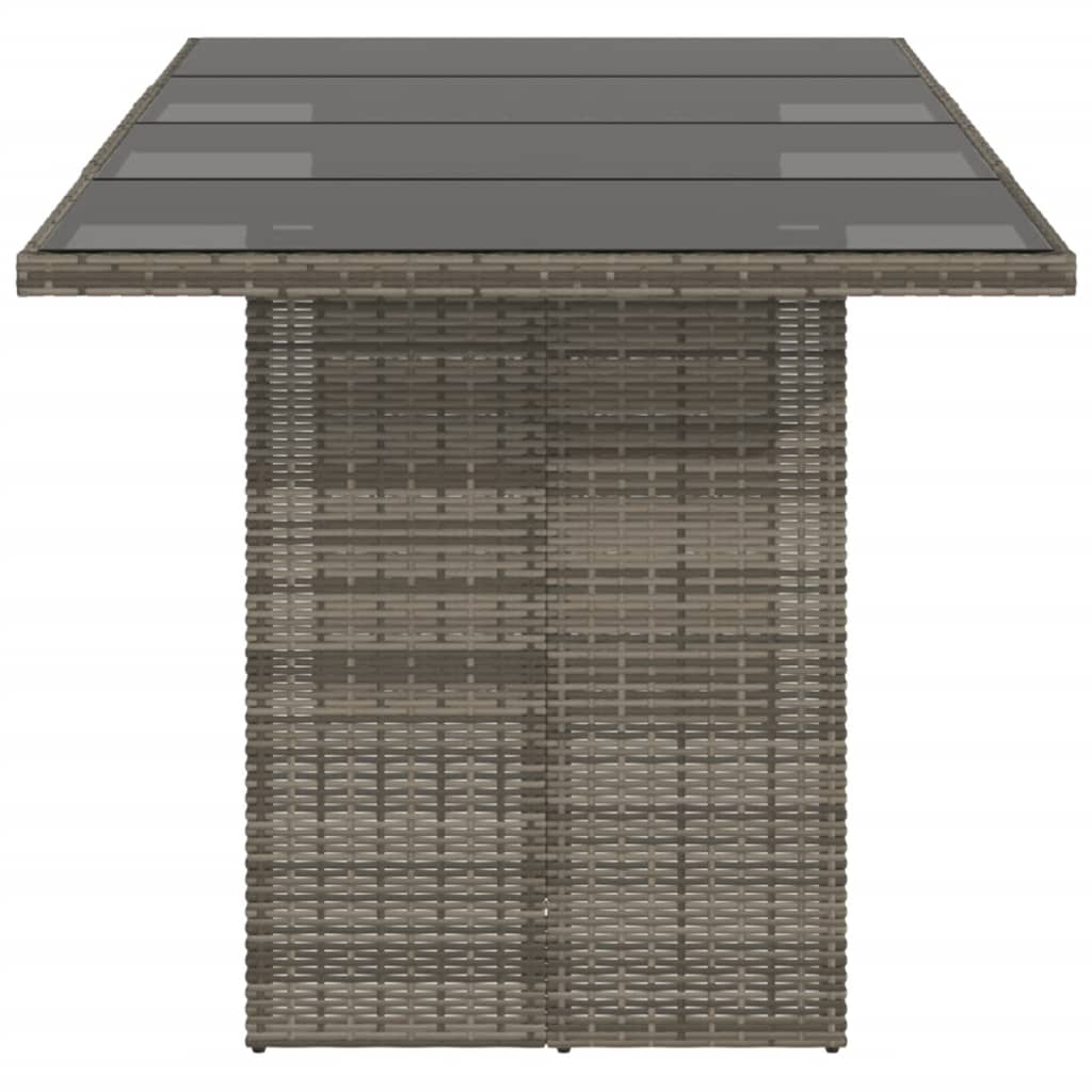Vrtni stol sa staklenom pločom sivi 190x80x74 cm od poliratana
