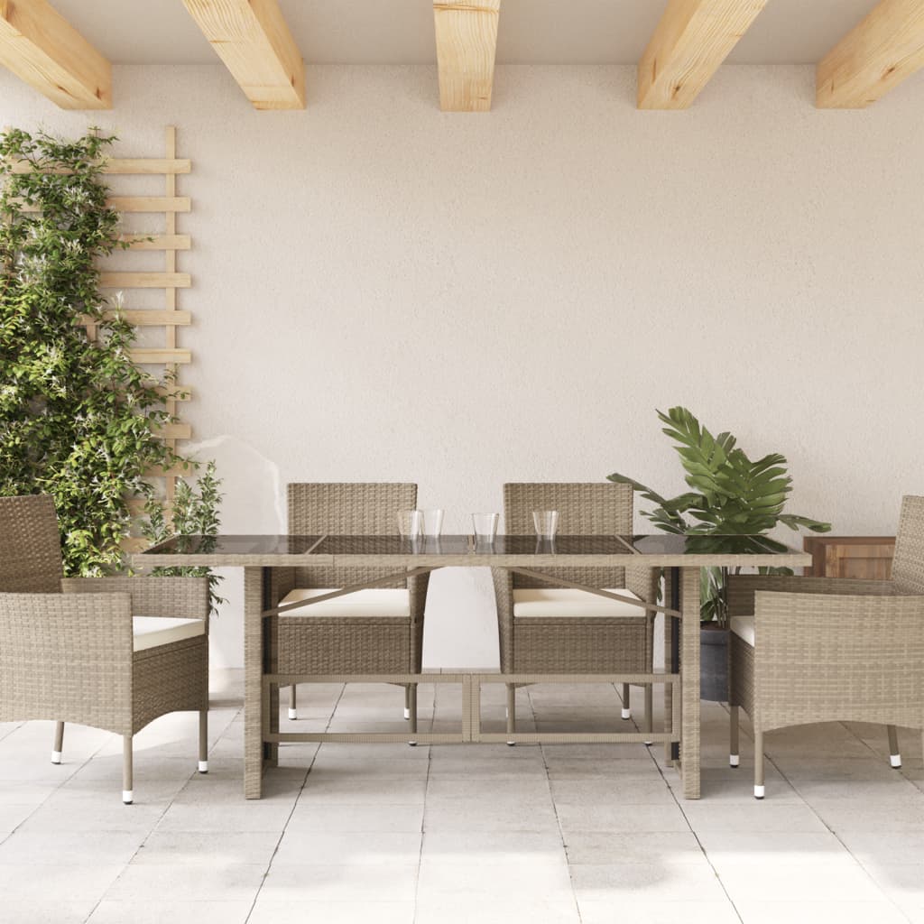 Vrtni stol sa staklenom pločom sivi 190x80x74 cm od poliratana