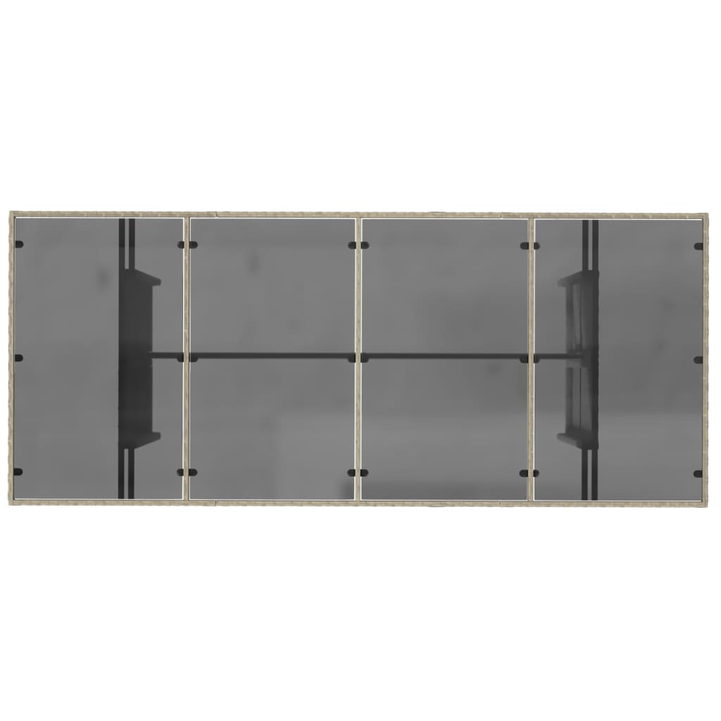 Vrtni stol sa staklenom pločom sivi 190x80x74 cm od poliratana