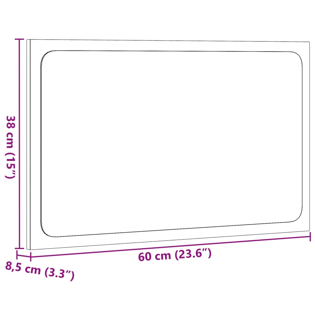 LED kupaonsko ogledalo boja sivog hrasta 60x8,5x38 cm drveno