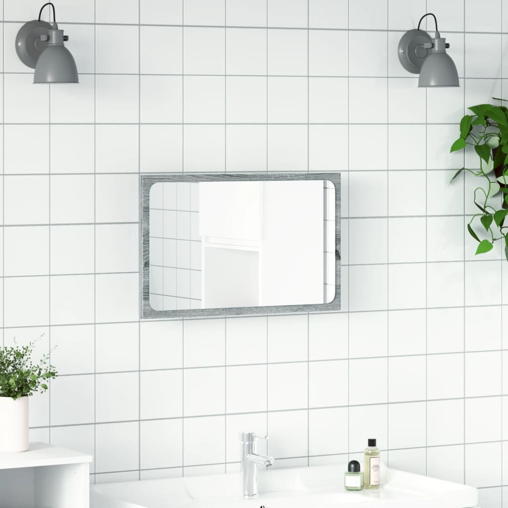LED kupaonsko ogledalo boja sivog hrasta 60x8,5x38 cm drveno