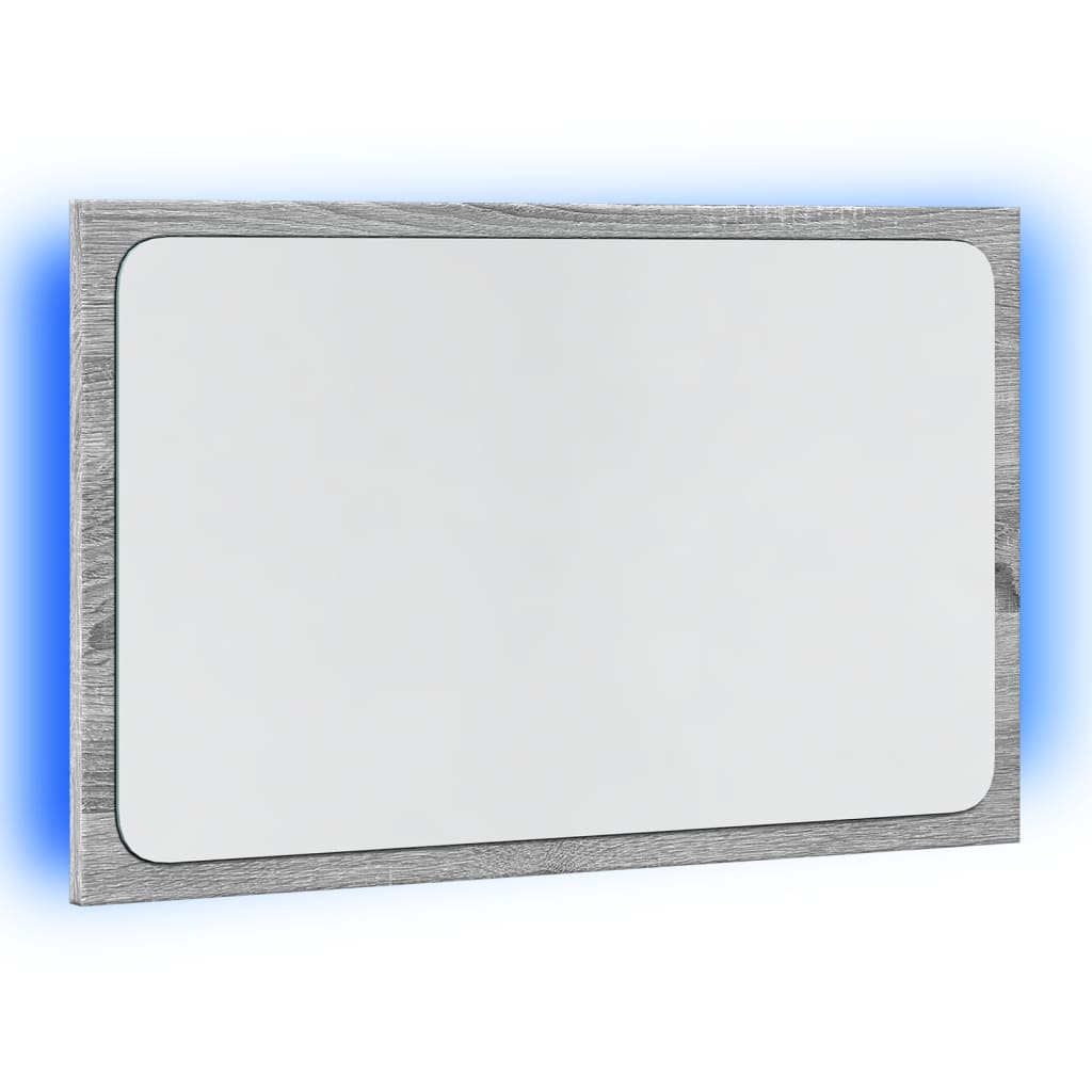 LED kupaonsko ogledalo boja sivog hrasta 60x8,5x38 cm drveno