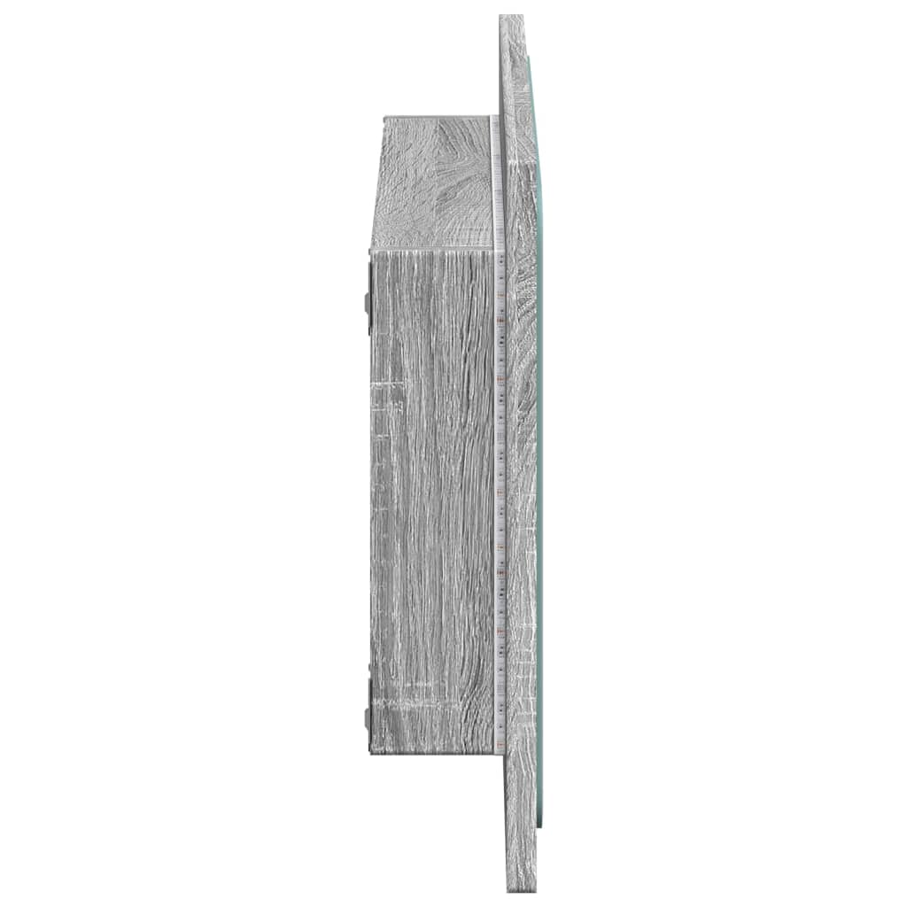 LED kupaonsko ogledalo boja sivog hrasta 60x8,5x38 cm drveno
