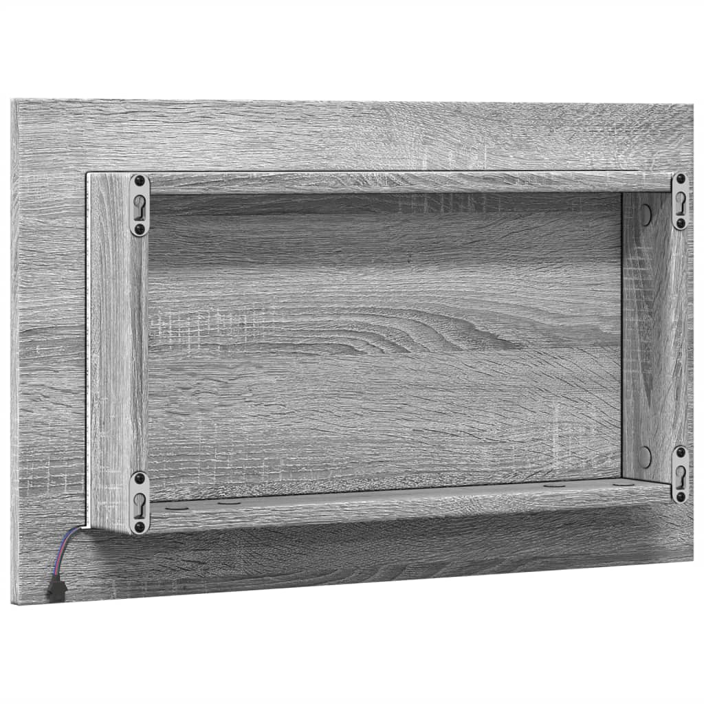 LED kupaonsko ogledalo boja sivog hrasta 60x8,5x38 cm drveno