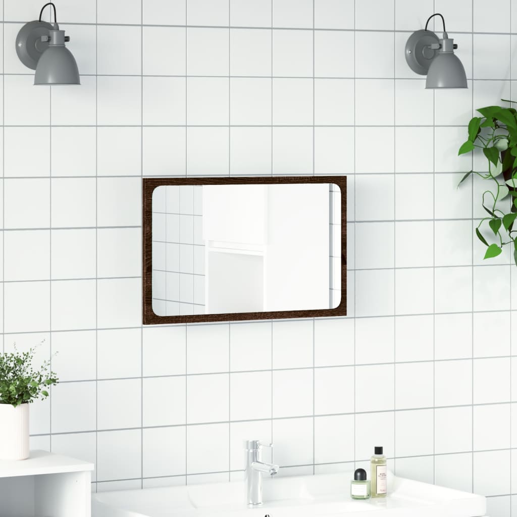 LED kupaonsko ogledalo boja smeđeg hrasta 60x8,5x38 cm drveno