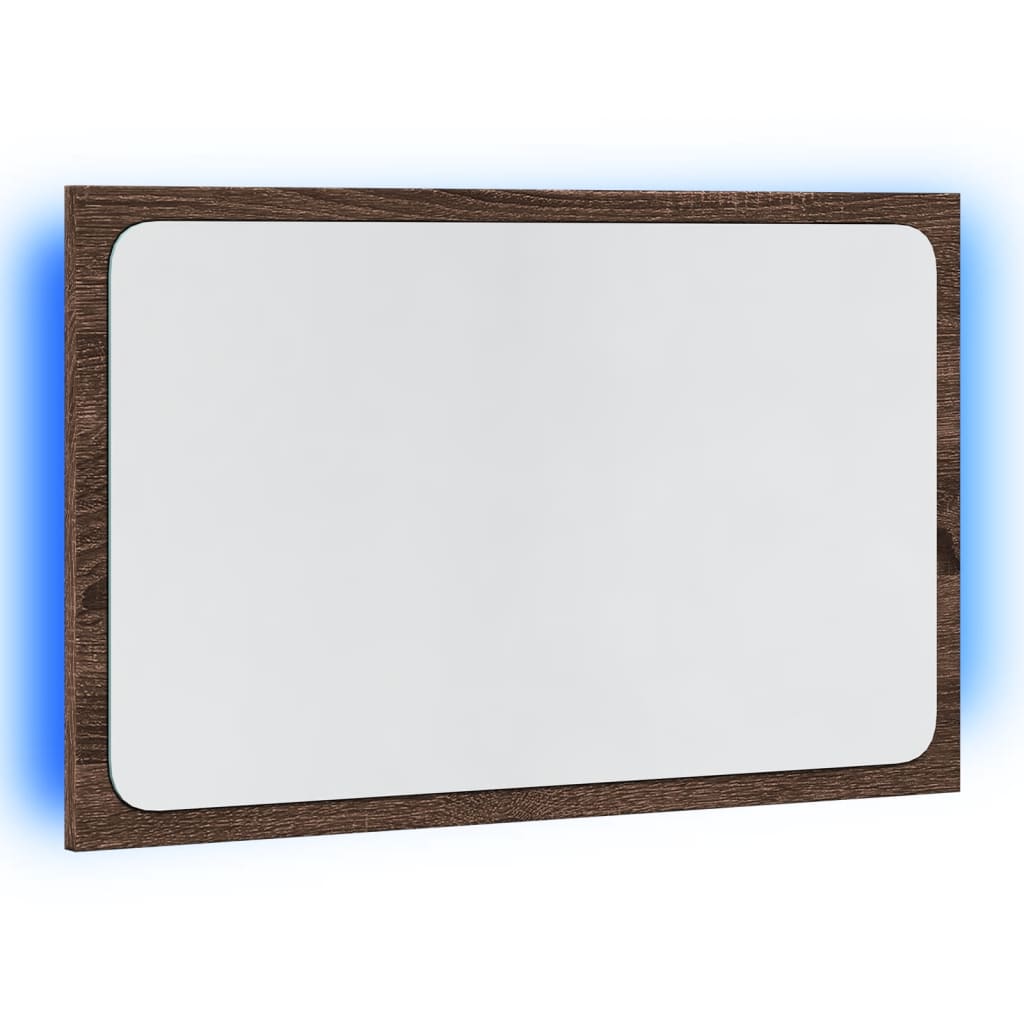 LED kupaonsko ogledalo boja smeđeg hrasta 60x8,5x38 cm drveno