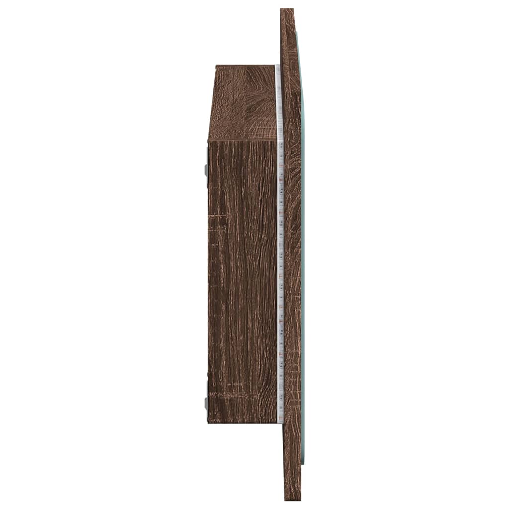 LED kupaonsko ogledalo boja smeđeg hrasta 60x8,5x38 cm drveno