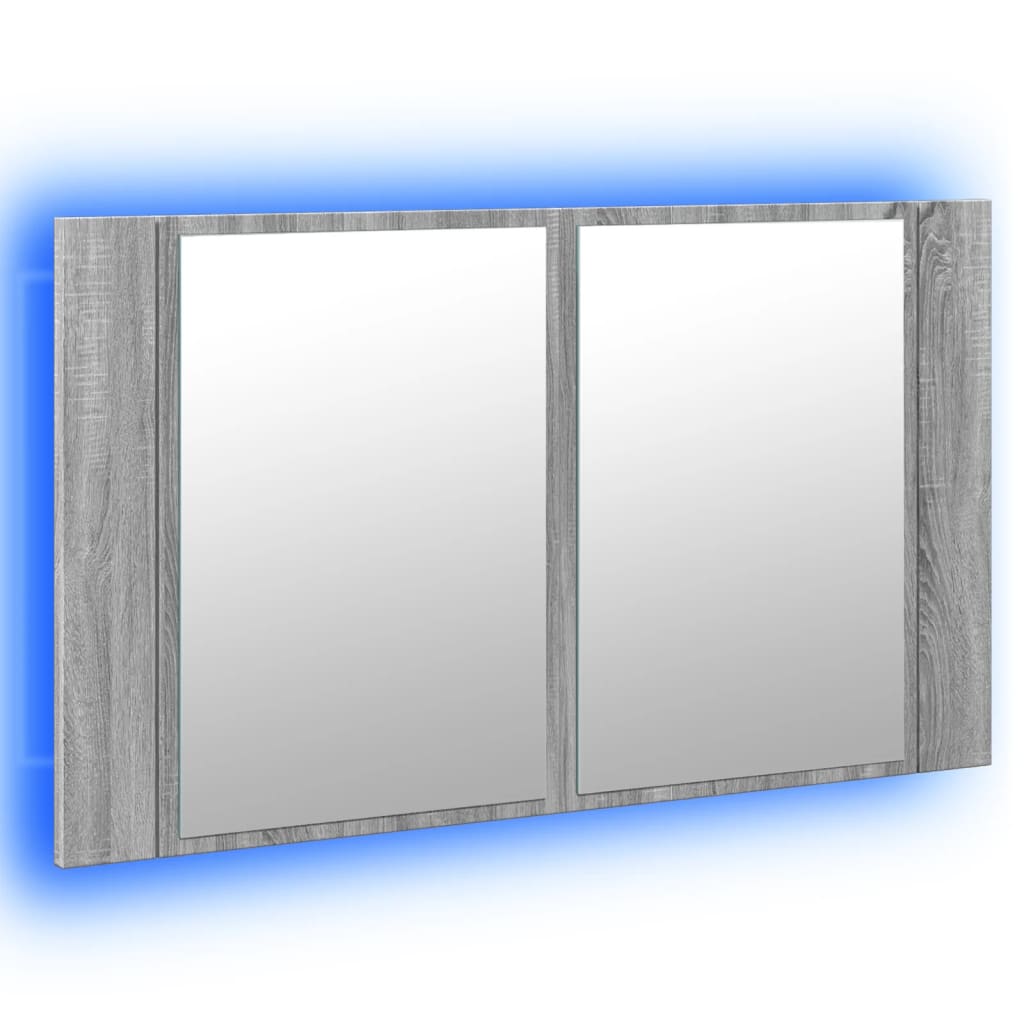 LED kupaonski ormarić s ogledalom boja hrasta 80x12x45 akrilni