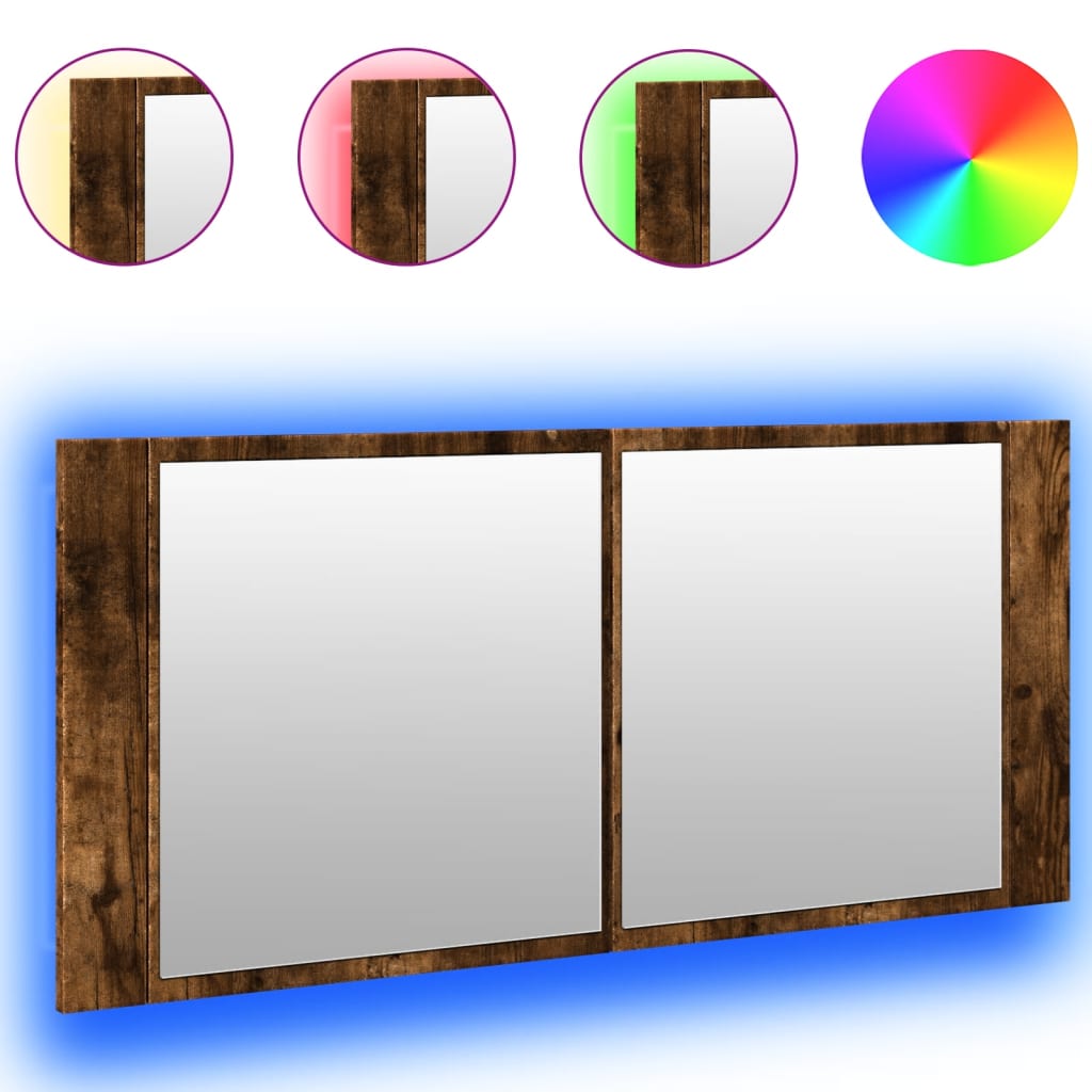 LED kupaonski ormarić s ogledalom boja hrasta 100 x 12 x 45 cm