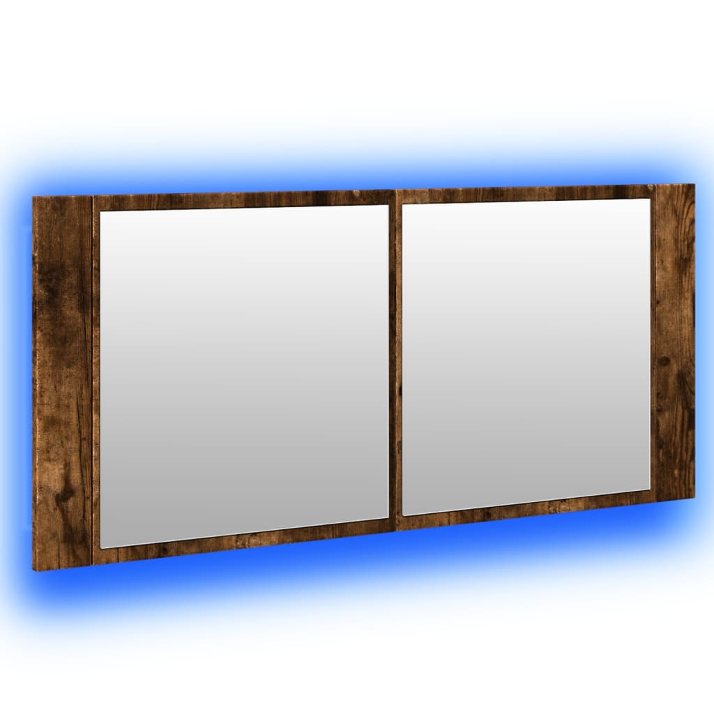 LED kupaonski ormarić s ogledalom boja hrasta 100 x 12 x 45 cm
