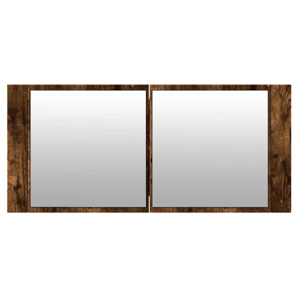 LED kupaonski ormarić s ogledalom boja hrasta 100 x 12 x 45 cm