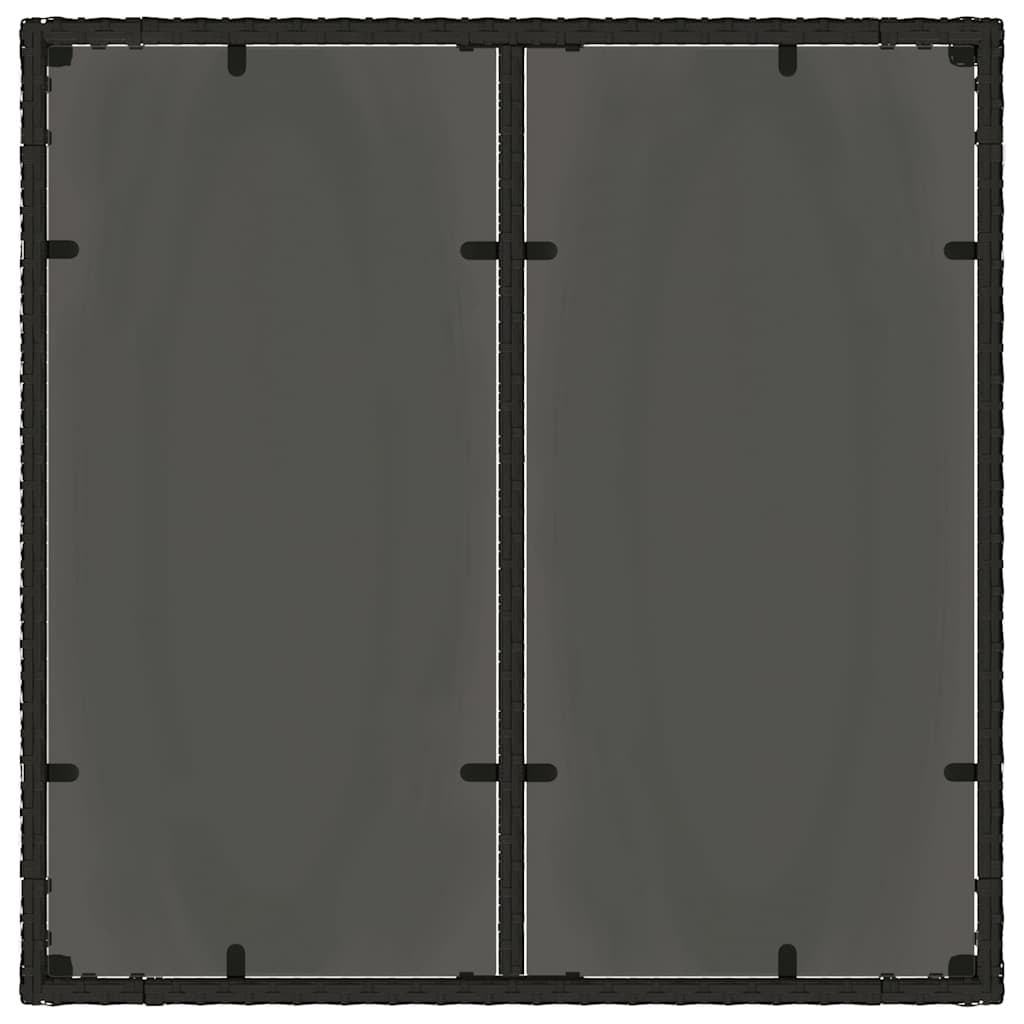 Vrtni stol sa staklenom pločom crni 90x90x75 cm od poliratana
