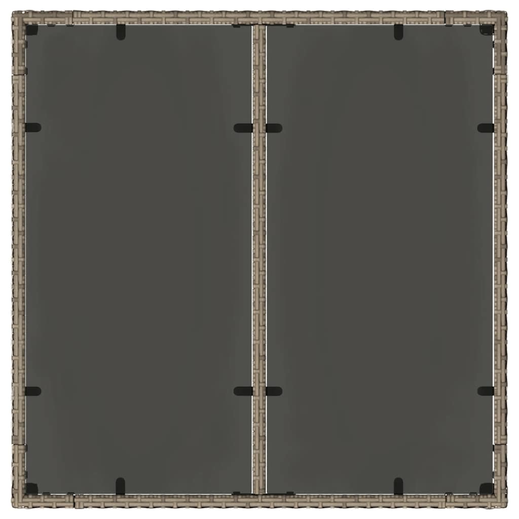 Vrtni stol sa staklenom pločom sivi 90x90x75 cm od poliratana