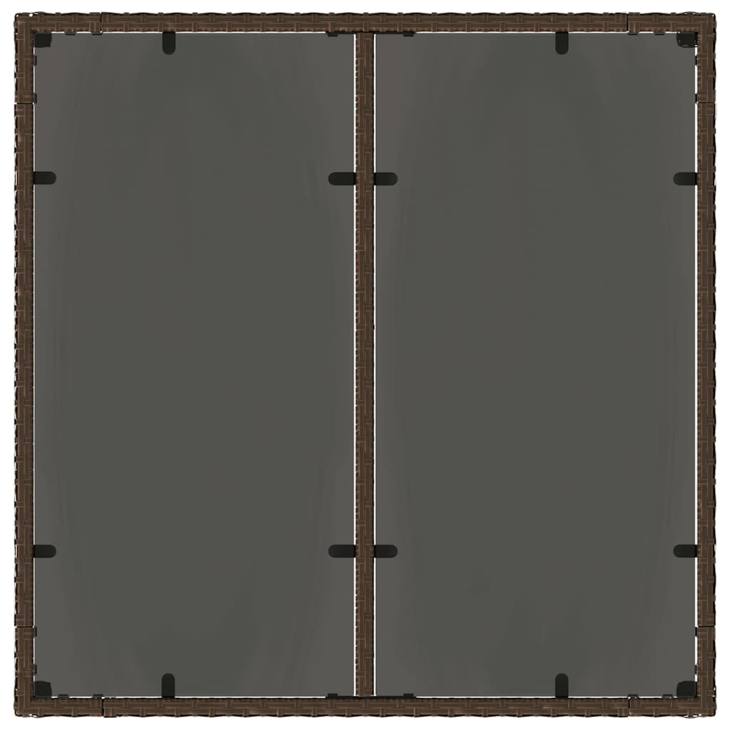 Vrtni stol sa staklenom pločom smeđi 90x90x75 cm od poliratana