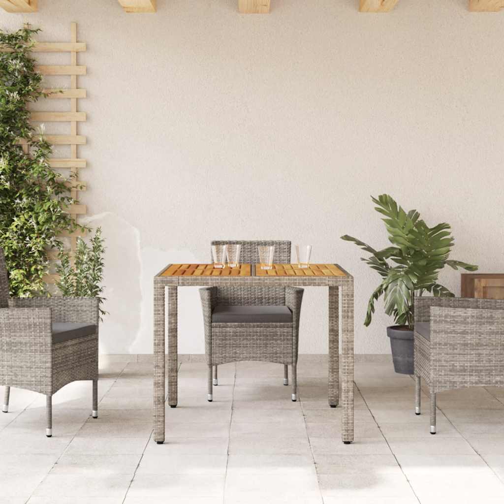 Vrtni stol s pločom od drva bagrema sivi 90x90x75 cm poliratana