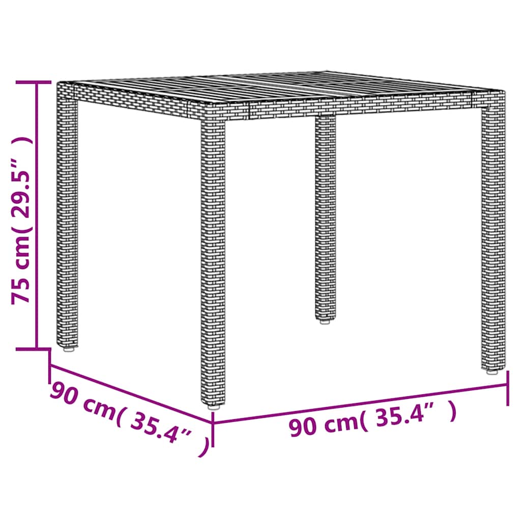 Vrtni stol s pločom od drva bagrema sivi 90x90x75 cm poliratana