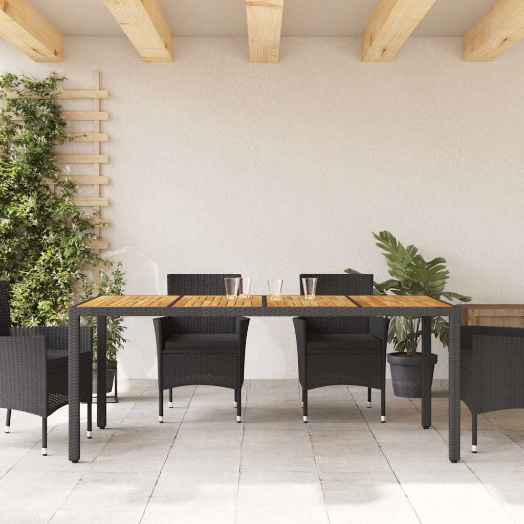 Vrtni stol s pločom od drva bagrema crni 190x90x75cm poliratana